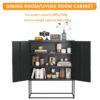 Heavy Duty Metal Buffet Sideboard Modern Steel Storage Cabinet With 2 Shelves, Free Standing Accent Cabinet With Magnetic Doors For Bedroom, Kitchen, And Home Office, Anti-Tip Design - Black - Image 7