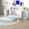 Queen Size Murphy Bed With Shelves, Cabinets And USB Ports - White - Image 9