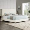 King Size Boucle Upholstered Platform Bed - White - Image 15