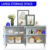 Modern Lacquered 4 Door Wooden Cabinet Sideboard Buffet Server Cabinet Storage Cabinet, For Living Room, Entryway, Hallway, Office, Kitchen And Dining Room - Champagne Silver - Image 7