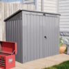 Garbage Bin Shed Stores 2 Trash Cans, Outdoor Bin Shed For Garbage Storage, Stainless Galvanized Steel, Bin Shed For Garden Yard Lawn - Gray - Image 2