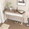 Rustic Entryway Console Table With Sliding White Doors And Wood Legs - Natural - Image 18