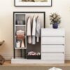 Wardrobe With 4 Drawers And 3 Shelves - White - Image 10