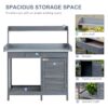 Outsunny - Outdoor Potting Bench Table, Garden Work Station With Storage Cabinet, Open Shelf And Steel Tabletop - Gray - Image 5