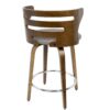 Cosini - Mid-Century Modern Fixed Height Counter Stool With Footrest With Swivel (Set of 2) - Walnut / Gray / Chrome - Image 5