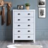 Safari - 5 Drawer Chest With Interlock Drawer Feature Drawer Slide And Interlock Pre-Assembly, Drawer Chest For Closet Tall Dressers For Bedroom Clothes Organizer Tool - Classic White - Image 3