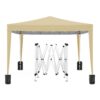 10'X10' Folding Canopy With 4 Removable Sidewalls Outdoor Event Shelter UPF 50+ Gazebo Portable Tents For Parties Beach Camping Wedding Ez Pop Up Canopy 4 Pieces Weight Bag + Carry Bag - Beige - Image 2