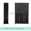 Rustic 3 Panel Room Divider 6Ft Wood Folding Privacy Screen With Metal Frame And Louver Design - Black - Image 5