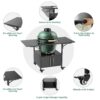 Outdoor Grill Table For Big Egg Style Bbq Metal Grill Cart With 2 Folding Panels Metal - Black - Image 4