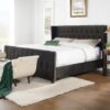 David - King Tufted Wingback Bed - Dark Charcoal Gray - Image 12