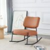 Rocking Chair With Backrest And Black Metal Legs For Living Room - Brown - Image 5