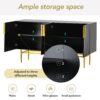 Modern Elegant 4 Door Sideboard Gold Metal Handle Buffet Cabinet For Dining Room, Living Room, Bedroom, Hallway - Black - Image 7