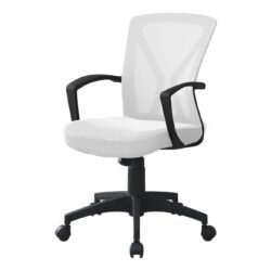 Office Chair, Adjustable Height, Swivel, Ergonomic, Armrests, Mesh, Contemporary And Modern - White