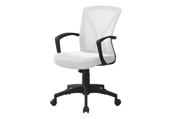 Office Chair, Adjustable Height, Swivel, Ergonomic, Armrests, Mesh, Contemporary And Modern - White