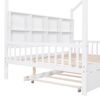 Full Size House Bed With Trundle, Kids Bed With Shelf - White - Image 11