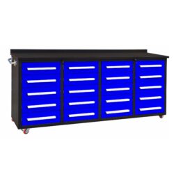 Garage Storage Cabinets With Workbench (20 Drawers) - Blue