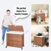 Laundry Hamper With Lid PE Rattan Powder Coating Frame Clothes Hampers With 2 Removable Bags, Wheels, 160L - Brown - Image 39