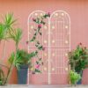 2 Pack Metal Garden Trellis Rustproof Trellis For Climbing Plants Outdoor Flower Support - Cream White - Image 8