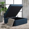 Flip Top Ottoman With Tufted Waffle Stitch And Rolling Casters - Navy Blue - Image 2