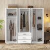 6 Doors Wardrobe Storage For Bedroom With Big Drawers - White - Image 9