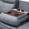 Zubaida - Two Tone Velvet Recliner Sofa With USB Port Drop Down Table - Gray - Image 9