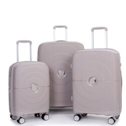 Expandable Hardshell Suitcase Double Spinner Wheels Pp Luggage Sets Lightweight Durable Suitcase With Tsa Lock, 3 Piece Set (20/24/28) - Greige
