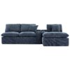 Cloud Sectional Sofa Upholstered Sofa Couch With Double-Layer Cushion And Side Pockets - Blue - Image 14