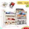 Kids Bookshelf Toy Storage Organizer With 17 Bins And 5 Bookshelves, Multi-Functional Nursery Organizer Kids Furniture Set Toy Storage Cabinet Unit With HDPE SheLF And Bins - Gray - Image 12