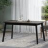 Mid Century Dining Table With Rubberwood Legs And Faux Wood Tabletop - Black - Image 5