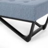 Upholstered Ottoman With Button Tufted Waffle Stitch And Black Geometric Legs - Light Blue - Image 7