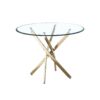 Contemporary Round Clear Dining Tempered Glass Table With Gold Finish Stainless Steel Legs - Gold - Image 4