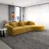 Elijah - Japandi Style Curvy Sectional Sofa - Yellow - Image 11