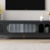 Modern TV Stand For Up To 70" TV, Entertainment Center TV Media Console Table, With 3 Shelves And 2 Cabinets, TV Console Cabinet Furniture For Living Room - Black - Image 5