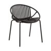 Modern Metal And Polypropylene 7 Piece Outdoor Dining Set With Stackable Chairs - Black - Image 5