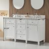 Fully Assembled 60'' Freestanding Double Sinks Bathroom Vanity With Quartz Top - White - Image 14