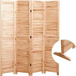 Panel Solid Wood, Folding Room Divider - Natural