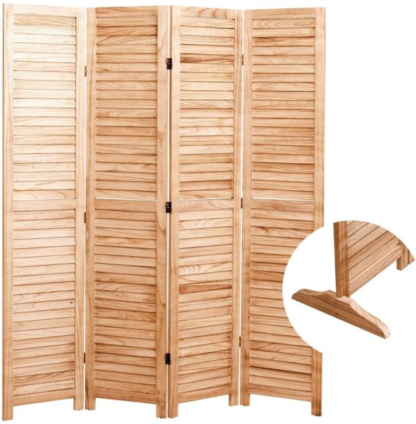 Panel Solid Wood, Folding Room Divider - Natural