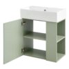 Modern Floating Bathroom Vanity With Ceramic Basin, Perfect For Small Bathrooms, Right Side Storage - Green - Image 10