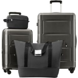 2 Piece Luggage Set With Bags Expanable Spinner Wheels ABS Lightweight Suitcase With Tsa Lock 20" / 28" - Dark Gray