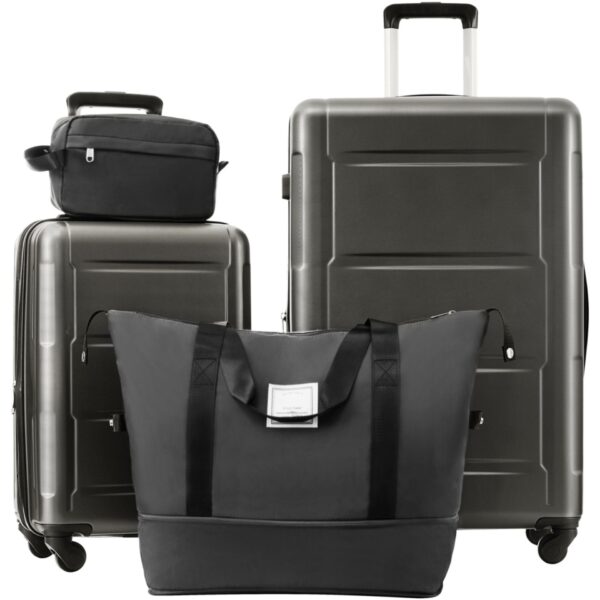 2 Piece Luggage Set With Bags Expanable Spinner Wheels ABS Lightweight Suitcase With Tsa Lock 20" / 28" - Dark Gray