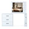 Vanity Desk With Freely Adjustable Side Cabinet, Makeup Vanity With Hollywood Lights, 5 Storage Drawers & 2-Shelves, Modern Dressing Table - White - Image 13