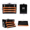 20'' Portable 3 Drawer Steel Toolbox, 4 Layers Of Tools With Metal Latches, With Top Storage Tray And Carrying Handle, Multi Function Tool Storage For Garage, Home, Or Workbench - Black / Orange - Image 7