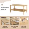 Modern 2 Tier Coffee Table For Living Room Furniture, Rectangular Center Table With Open Storage Shelf, Rounded Rubberwood Legs, Stable And Durable - Burly Wood - Image 9