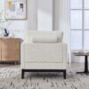 Wide Modern Farmhouse Performance Accent Chair With Black Legs, Wood Base Reading Armchair Single Sofa With 2 Bolster Pillows For Living Room Offices And Lounge - Ivory - Image 7