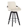Cosmo - Contemporary Fixed Height Counter Stool With Swivel And Round Footrest (Set of 2) - Black / Cream - Image 2
