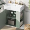 Modern Floating Bathroom Vanity With Ceramic Basin, Perfect For Small Bathrooms, Right Side Storage - Green - Image 17