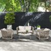 Everly - Frame Barrel Deep Seating Patio Loveseat Sofa Axroma Olefin - Oat Beige - Image 8
