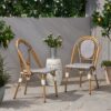 French Bistro Chair Set Outdoor Cafe Style - White / Gray - Image 4