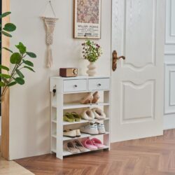 Storage Rack Storage Organiser In The Entryway Economical Home Shoe Rack Multi-Layer Shoe Cabinet, Bring 2 Drawers, Very Suitable For Entrance Hallway - White