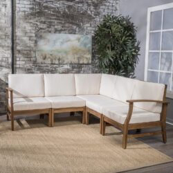Perla - 5 Pieces Sofa Set - Cream
